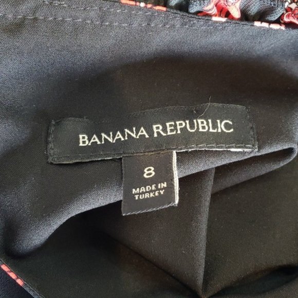 Banana Republic Dress Long Sleeved Black Floral Midi Length Size 8 - Picture 9 of 11